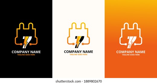 Flash initial number  7 Logo Icon Template. Illustration vector graphic. Design concept Electrical Bolt With number  one  symbol. Perfect for corporate, technology, initial , brand identity