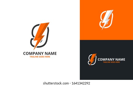 Flash initial number 9 Logo Icon Template. Illustration vector graphic. Design concept Electrical Bolt With Initial number 9  Logo Design. Perfect for corporate, technology, initial.