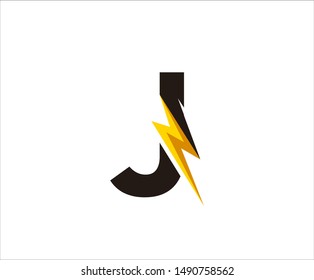 Flash J Letter Logo, Electrical Bolt Logo Vector