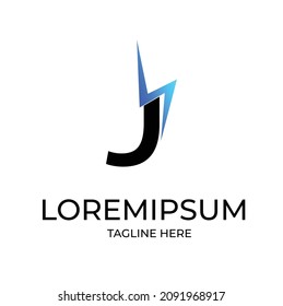 Flash J Letter Logo, Electrical Bolt Logo Vector