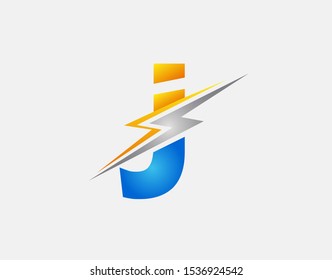 Flash J Letter Logo Icon, Electrical Bolt With Initial J Letter Logo Design.