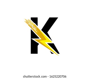 Flash K Letter Logo, Digital Data Electrical Bolt Logo Vector
