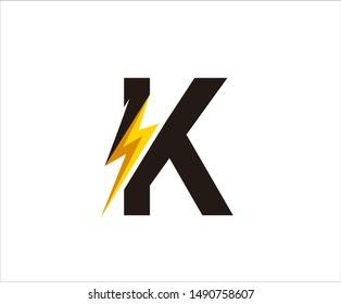 Flash K Letter Logo, Electrical Bolt Logo Vector