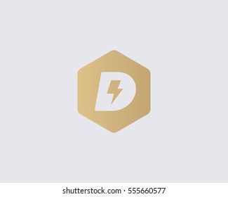 Flash letter D logo. Dynamic speed energy vector logotype. Thunderbolt superhero t shirt print symbol. 