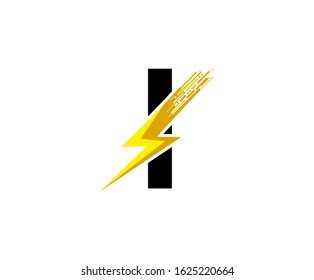 Flash I Letter Logo, Digital Data Electrical Bolt Logo Vector