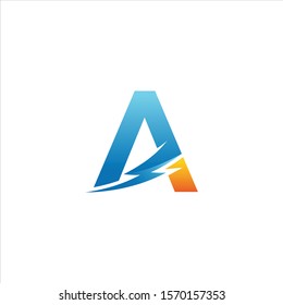 Flash A Letter Logo, Electrical Bolt Logo Vector
