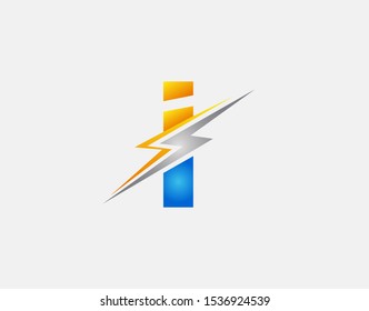 Flash I Letter Logo Icon, Electrical Bolt With Initial I Letter Logo Design.