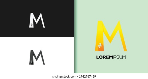 letra flash m conjunto de logotipo plantilla de idea vector