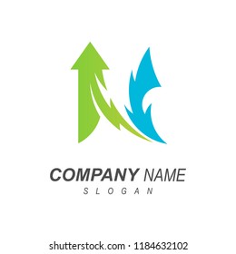 flash letter n logo, letter n with thunder