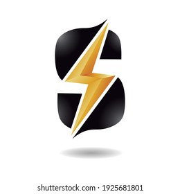 Flash letter S logo. 3d electrical S letter concept.