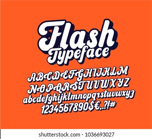 Flash Lettering Font. Cursive Typeface. Vector Alphabet.