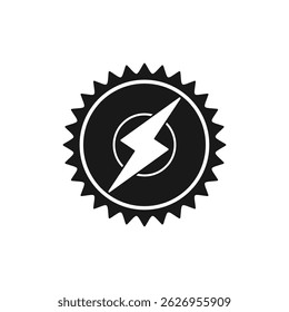 Template d'Image vectorielle de conception de logo d'atelier d'automobile électrique de vélo rétro de boulon de lumière flash pour vélo électrique