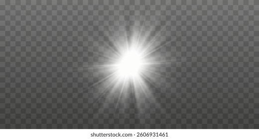 
Flash of light. Bright star. Reflection of light.