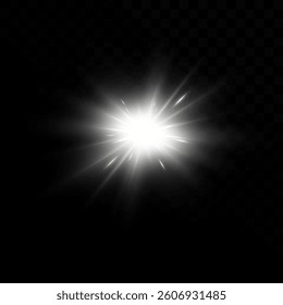 
Flash of light. Bright star. Reflection of light.
