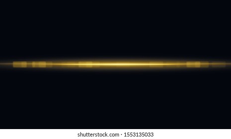 Flash of light for cinematic text. Yellow horizontal flash. Laser beams, horizontal light beams. Bokeh effect. light from a lens with highlights. Beautiful light flashes dust.