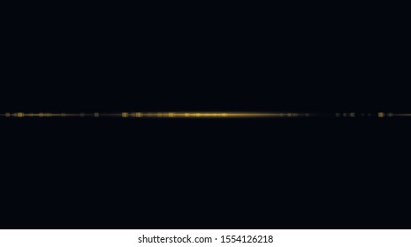 Flash of light for cinematic text. Yellow horizontal flash. Laser beams, horizontal light beams. Bokeh effect. light from a lens with highlights. Beautiful light flashes dust.