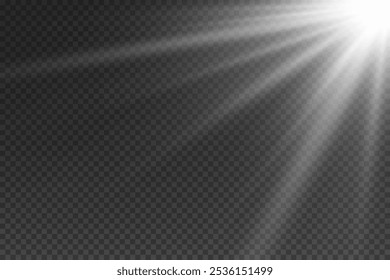 Flash light effect, explosion of glowing star and lines. On a transparent background.