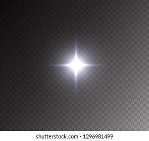 Flash light effect isolated on transparent background. White flashlignt, flare or camera flash. Vector glow car headlight template.