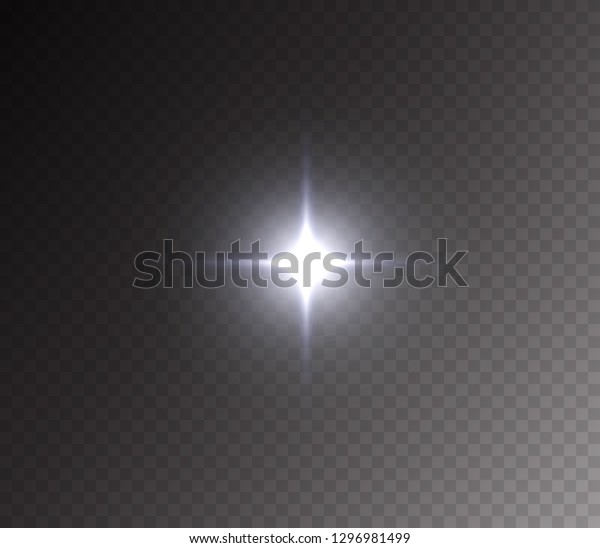 Flash light effect isolated on transparent\
background. White flashlignt, flare or camera flash. Vector glow\
car headlight template.