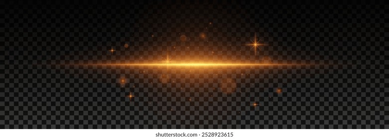 Efecto de luz de destello. Línea de neón mágica y explosión de partículas. Ilustración vectorial