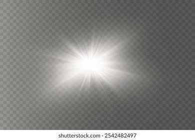 Flash light effect, star explosion on a transparent background.