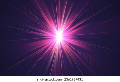 Flash light effects, Flare bright Camera light or sunlight lens, Stars in space, blue ray background  shiny highlights, vector shimmering elements glow sparkl rays