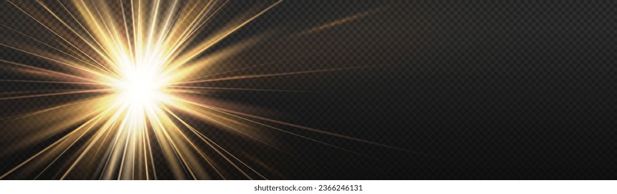 Efectos de luz de flash, luz de cámara brillante o lente de luz solar, Estrellas en el espacio, fondo azul brillante resúmenes, elementos vectoriales brillantes brillan rayos brillantes