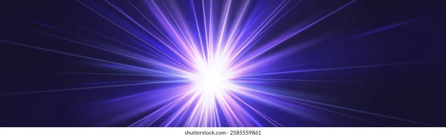 Flash light effects, Flare bright Camera light or sunlight lens, Stars in space, blue ray background shiny highlights, vector shimmering elements glow sparkl
