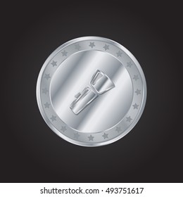 Flash Light embossed realistic silver / platinum coin precious Icon / Logo Design