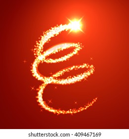 a flash of light, fireworks, star with tail, comet. Shiny vector illustration of a flash