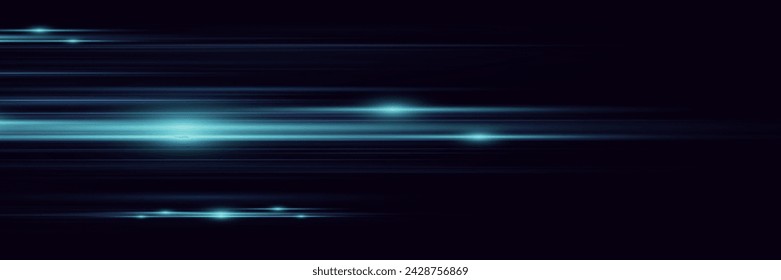 A flash of light and glare. Line of speed of dynamic movement of light. 