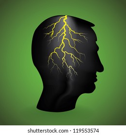 flash light in the head, illustration