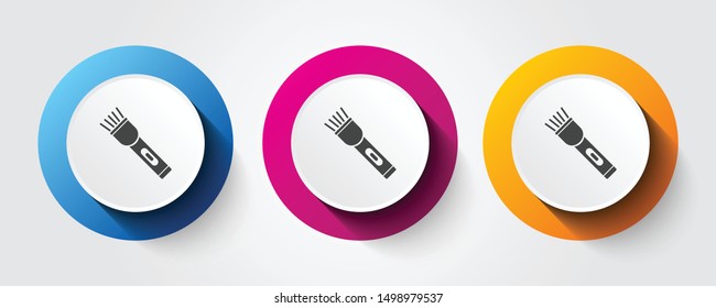 Flash Light icon on three colorful buttons.