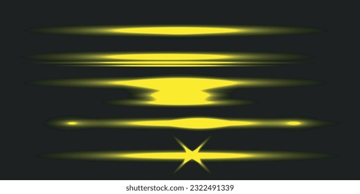 Flash light on black background. Vector glow sparkle effect. Abstract lens flare ignition. Flashing lights Vector Collection