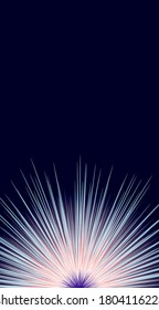 A flash of light on a dark background, a vertical banner. Vector image. Glow light effect, digital flare. Starburst on black background.