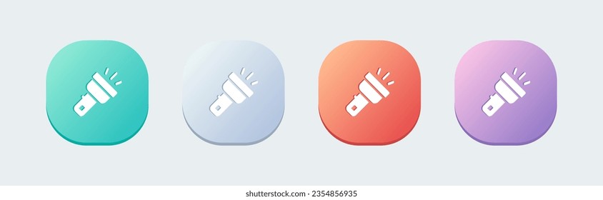 Flash light solid icon in flat design style. Torch lamp signs vector illustration.