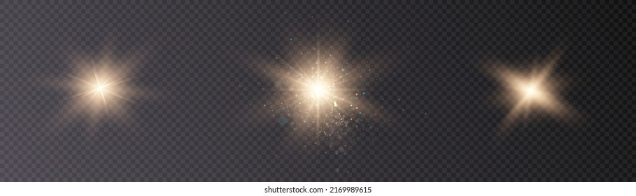 Flash of light, a star on a transparent background.Sun, summer. light sunlight png. Light burst of light png. vector	
