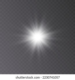 Flash of light, a star on a transparent background.Sun, summer. light sunlight png. Light burst of light png. vector