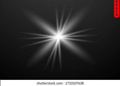 flash of light, star ray, light of the sun. glare of the sky.