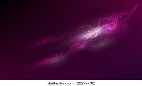 flash light thunder storm background on purple sky 