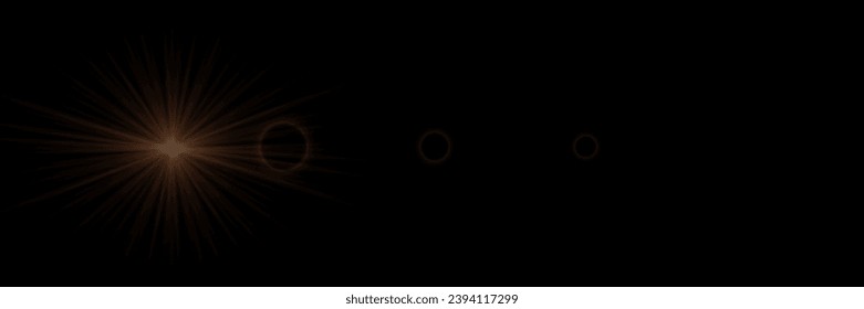 Flash lighting with special light effect. Glare of light rays. On a black background.	
