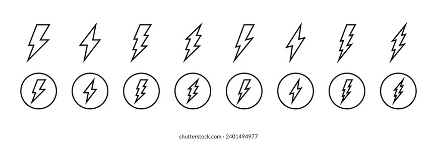 flash lightning bolt icon. Electric power icon symbol. flash thunderbolt line icon. Power energy sign and symbol. Vector illustration