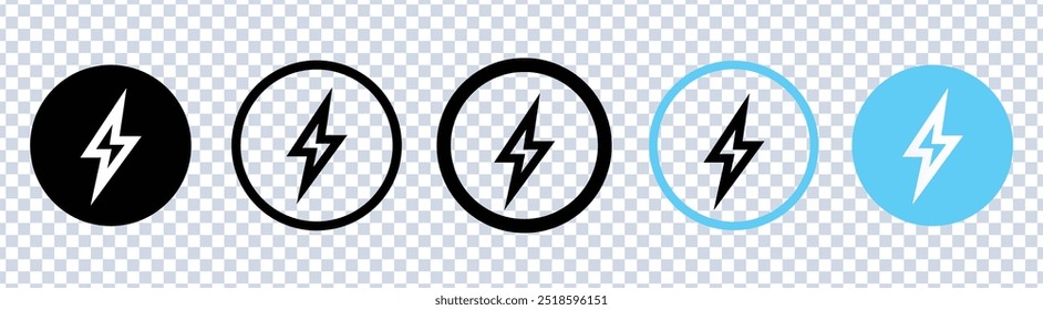 Icono de relámpago. Símbolo de energía eléctrica. Señal de energía, Trazo editable, Pixel perfecto, Ilustración de stock.