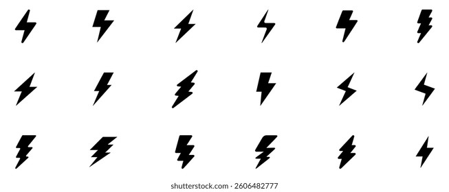 Flash lightning bolt icon. Electric power symbol. Power energy sign. Lightning icon set. Electric icon vector. Power icon. Energy sign. Vector Illustration