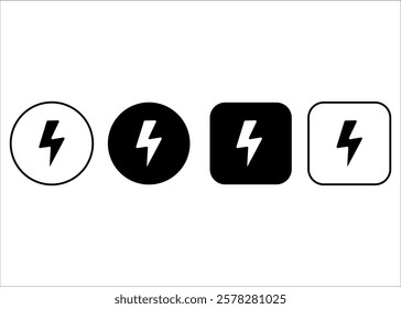 Flash lightning bolt icon set. Flash icon. Power symbol. Charge sign.

