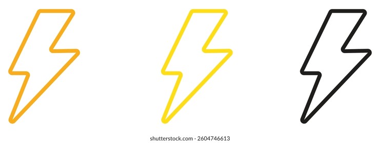 flash lightning bolt icon set. flash thunder power icon. Electric symbols set. Electric lightning symbols. Flash light sign. Electric vector icons, Bolt lightning flash icons