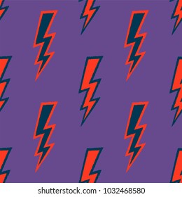 Flash, lightning bolt seamless pattern. Vector illustration