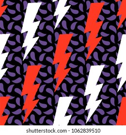 Flash, lightning bolt seamless pattern. Vector illustration