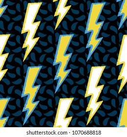 Flash, lightning bolt seamless pattern. Vector illustration