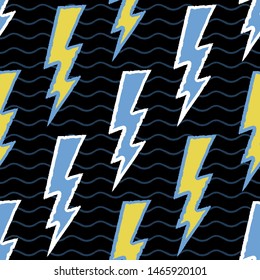 Flash, lightning bolt seamless pattern. Vector illustration